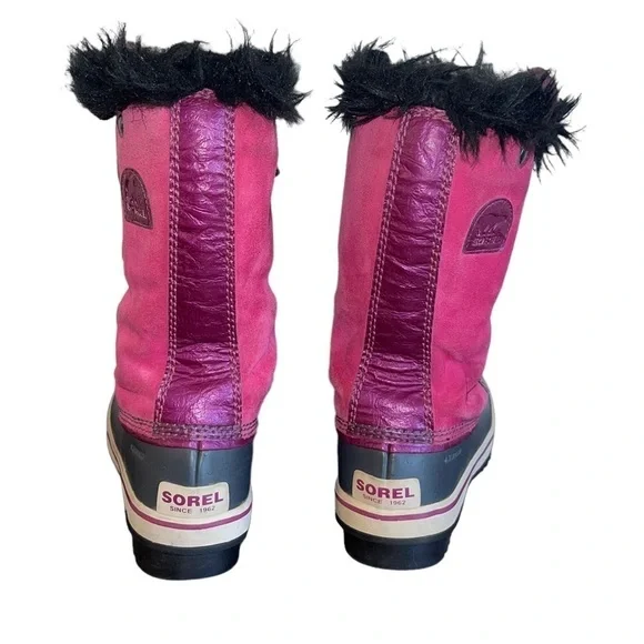 Sorel Tofino lace up, faux fur trim, waterproof Pink boots Mid- calf Size 6 GUC - Picture 5 of 8